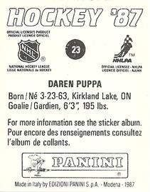 1987-88 Panini Stickers #23 Daren Puppa Back