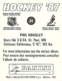 1987-88 Panini Hockey Stickers #24 Phil Housley Back