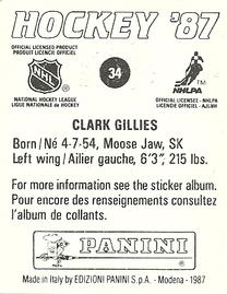 1987-88 Panini Stickers #34 Clark Gillies Back
