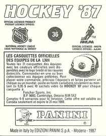 1987-88 Panini Stickers #36 Sylvain Turgeon Back