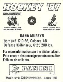 1987-88 Panini Hockey Stickers #42 Dana Murzyn Back