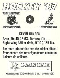 1987-88 Panini Stickers #44 Kevin Dineen Back