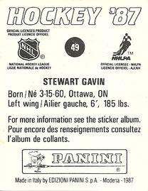 1987-88 Panini Hockey Stickers #49 Stewart Gavin Back