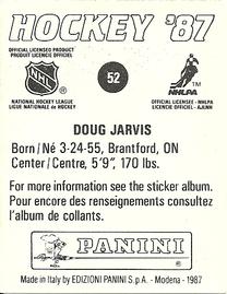 1987-88 Panini Stickers #52 Doug Jarvis Back