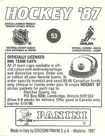 1987-88 Panini Stickers #53 Bob Gainey Back