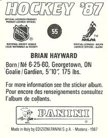 1987-88 Panini Stickers #55 Brian Hayward Back