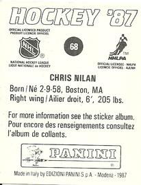 1987-88 Panini Stickers #68 Chris Nilan Back
