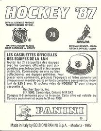 1987-88 Panini Stickers #70 Kirk Muller Back