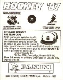 1987-88 Panini Stickers #71 New Jersey Devils Logo Back