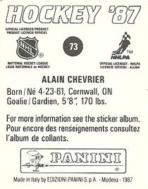 1987-88 Panini Hockey Stickers #73 Alain Chevrier Back