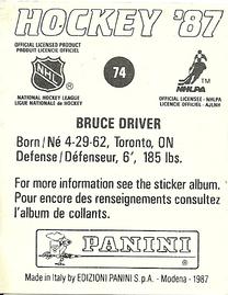 1987-88 Panini Hockey Stickers #74 Bruce Driver Back