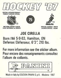 1987-88 Panini Stickers #75 Joe Cirella Back