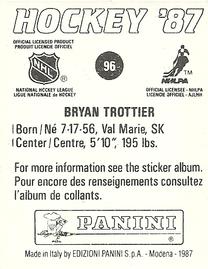 1987-88 Panini Stickers #96 Bryan Trottier Back