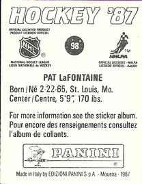 1987-88 Panini Stickers #98 Pat LaFontaine Back
