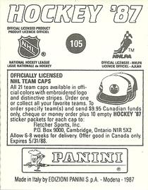 1987-88 Panini Hockey Stickers #105 New York Rangers Logo Back