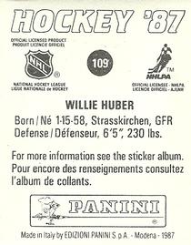 1987-88 Panini Hockey Stickers #109 Willie Huber Back
