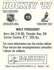 1987-88 Panini Hockey Stickers #112 Walt Poddubny Back