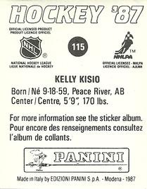 1987-88 Panini Hockey Stickers #115 Kelly Kisio Back