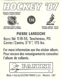 1987-88 Panini Hockey Stickers #116 Pierre Larouche Back