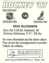 1987-88 Panini Stickers #126 Brad McCrimmon Back