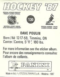 1987-88 Panini Hockey Stickers #130 Dave Poulin Back
