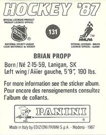 1987-88 Panini Hockey Stickers #131 Brian Propp Back