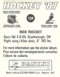 1987-88 Panini Hockey Stickers #134 Rick Tocchet Back