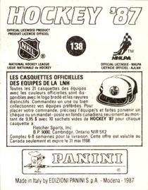 1987-88 Panini Hockey Stickers #138 Terry Ruskowski Back