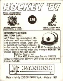 1987-88 Panini Hockey Stickers #139 Pittsburgh Penguins Logo Back
