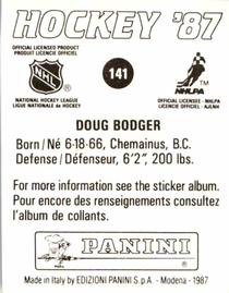 1987-88 Panini Hockey Stickers #141 Doug Bodger Back