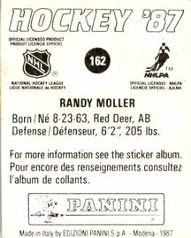 1987-88 Panini Hockey Stickers #162 Randy Moller Back