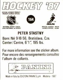 1987-88 Panini Stickers #164 Peter Stastny Back