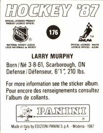 1987-88 Panini Stickers #176 Larry Murphy Back