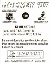 1987-88 Panini Stickers #179 Kevin Hatcher Back