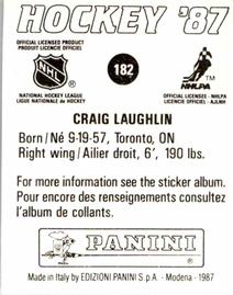1987-88 Panini Hockey Stickers #182 Craig Laughlin Back