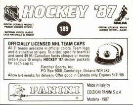 1987-88 Panini Hockey Stickers #189 Stanley Cup Back