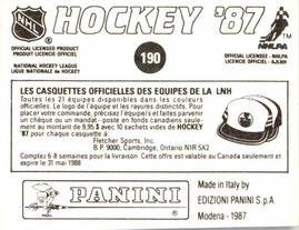 1987-88 Panini Hockey Stickers #190 Stanley Cup Back