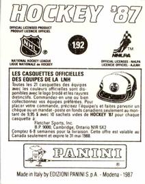 1987-88 Panini Stickers #192 Wayne Gretzky Back