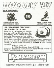 1987-88 Panini Stickers #196 1987 Stanley Cup Back