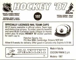 1987-88 Panini Stickers #197 1987 Stanley Cup Back
