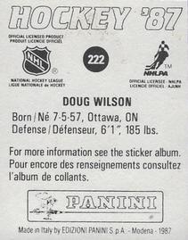1987-88 Panini Hockey Stickers #222 Doug Wilson Back