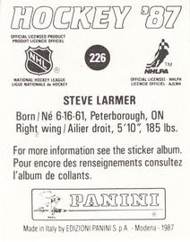 1987-88 Panini Stickers #226 Steve Larmer Back