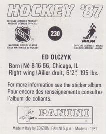 1987-88 Panini Hockey Stickers #230 Ed Olczyk Back