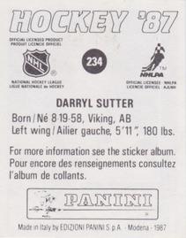 1987-88 Panini Stickers #234 Darryl Sutter Back