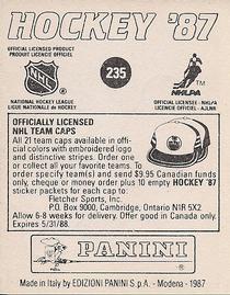 1987-88 Panini Hockey Stickers #235 Lee Norwood Back