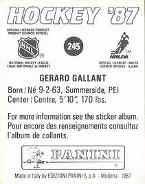 1987-88 Panini Hockey Stickers #245 Gerard Gallant Back