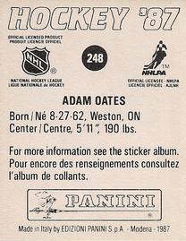 1987-88 Panini Hockey Stickers #248 Adam Oates Back