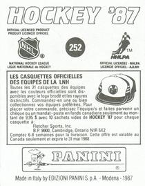 1987-88 Panini Hockey Stickers #252 Mark Messier Back
