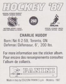 1987-88 Panini Hockey Stickers #260 Charlie Huddy Back