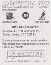 1987-88 Panini Hockey Stickers #266 Mike Krushelnyski Back